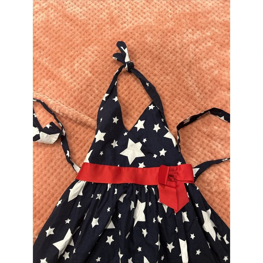 Girls JESSICA ANN‎ red white blue sundress 6x patriotic dress stars bow July 4th